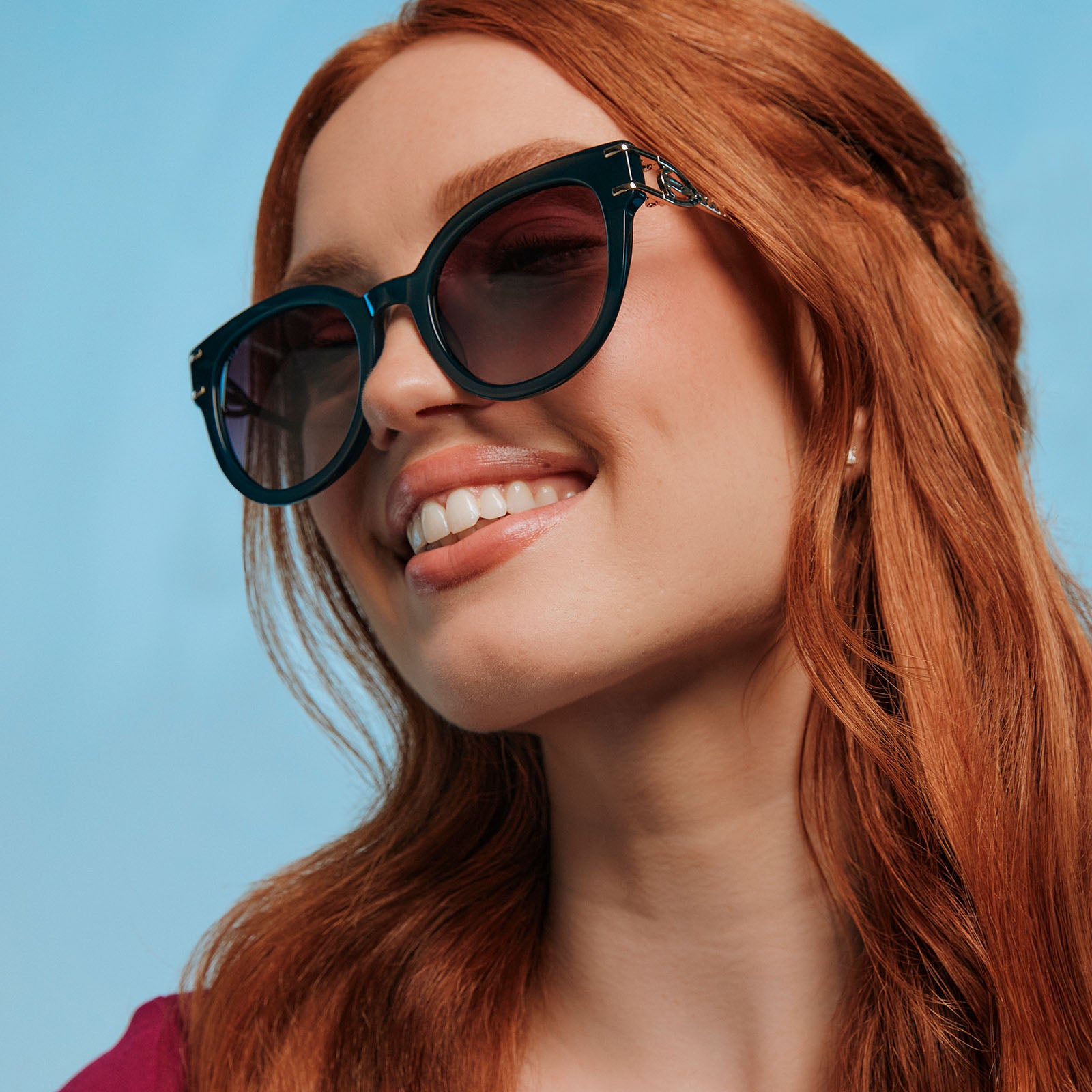 ANNA - RICH EMERALD + ROYAL PURPLE GRADIENT SUNGLASSES - Image 5