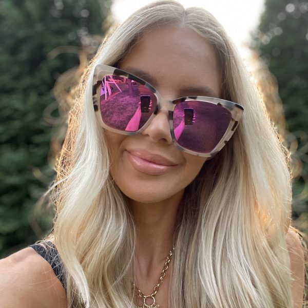 BECKY IV - CREAM TORTOISE + PINK MIRROR SUNGLASSES - Image 10