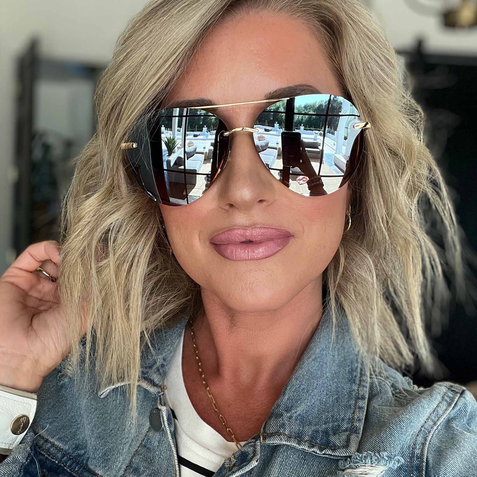 LENOX - GOLD + BROWN GRADIENT MIRROR POLARIZED SUNGLASSES - Image 11