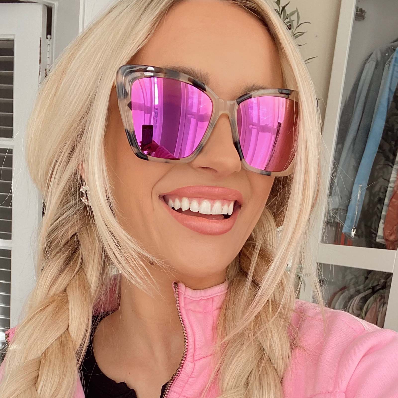 BECKY IV - CREAM TORTOISE + PINK MIRROR SUNGLASSES - Image 14