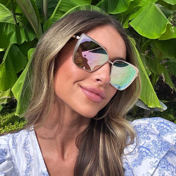 GRACE - BRUSHED GOLD + CHERRY BLOSSOM MIRROR SUNGLASSES - Image 7