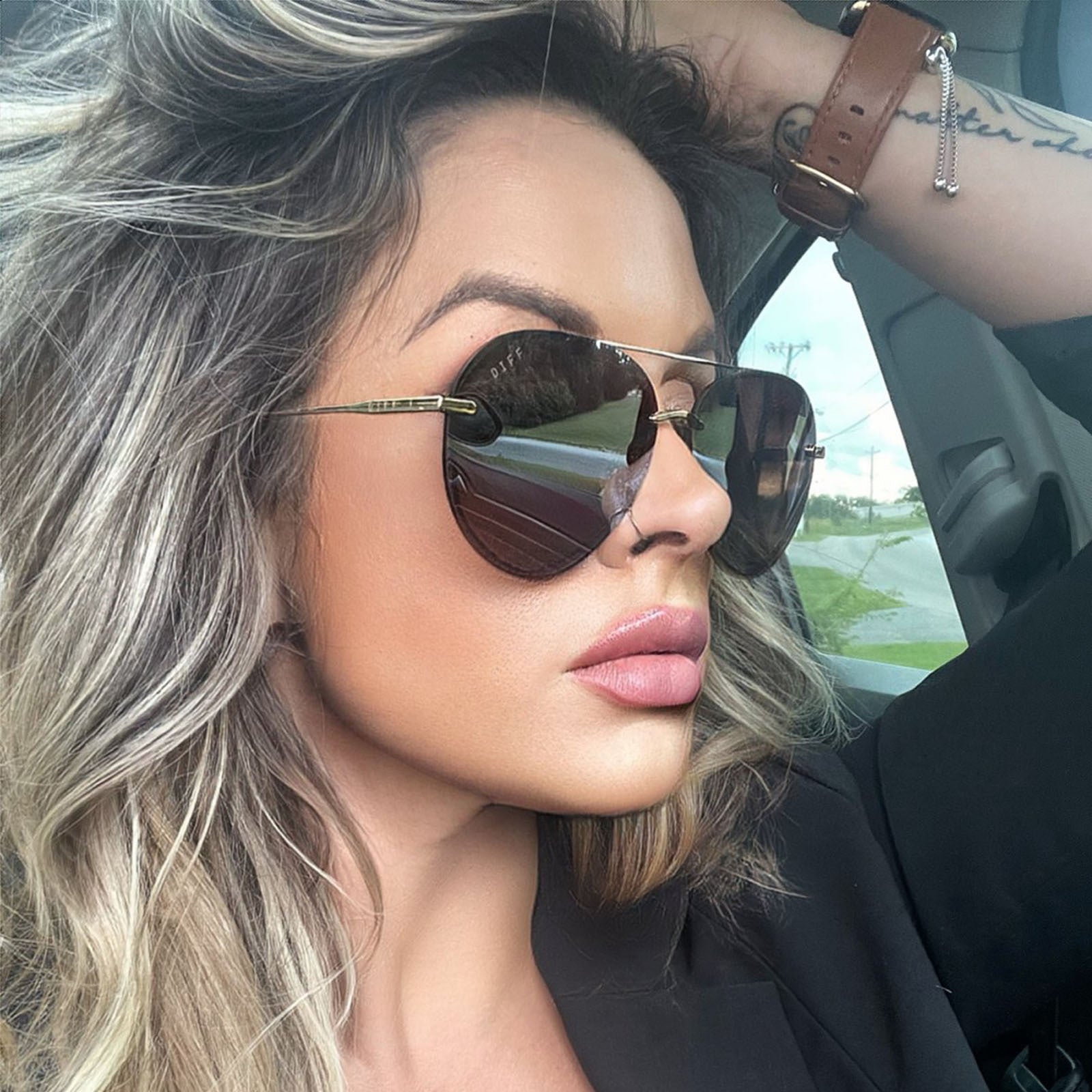LENOX - GOLD + BROWN GRADIENT MIRROR POLARIZED SUNGLASSES - Image 6
