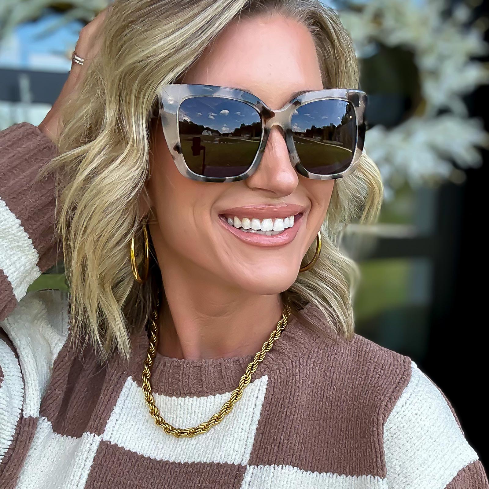 BECKY II - CREAM TORTOISE + GREY POLARIZED SUNGLASSES - Image 17