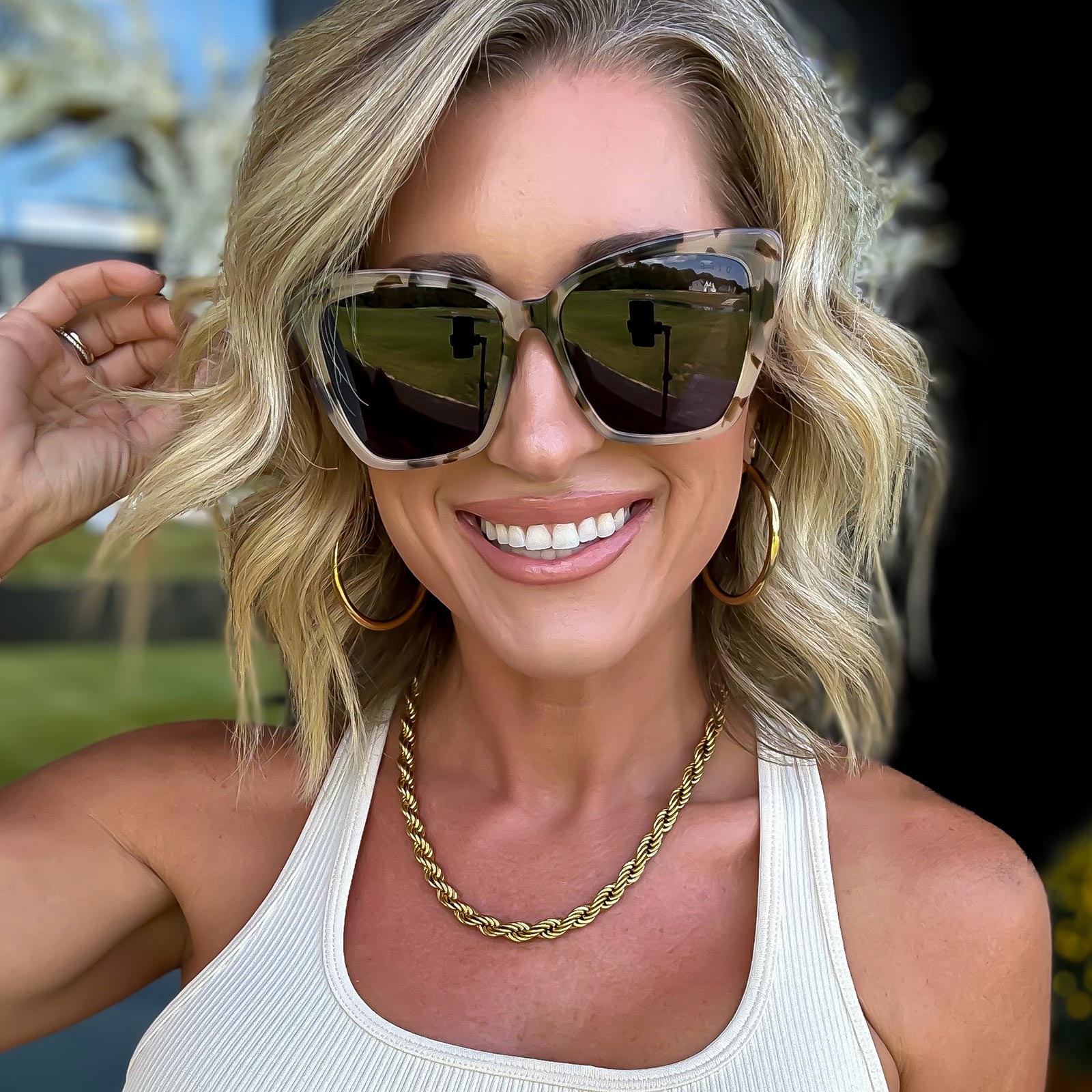 BECKY II - CREAM TORTOISE + GREY POLARIZED SUNGLASSES - Image 6