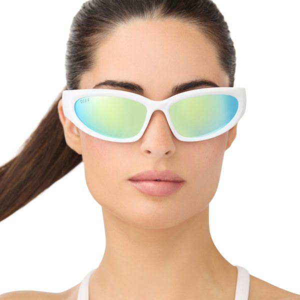 SIDE OUT - MATTE WHITE + TURQUOISE ICE MIRROR + POLARIZED SUNGLASSES - Image 6