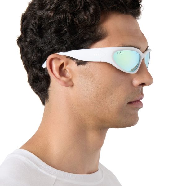 SIDE OUT - MATTE WHITE + TURQUOISE ICE MIRROR + POLARIZED SUNGLASSES - Image 8