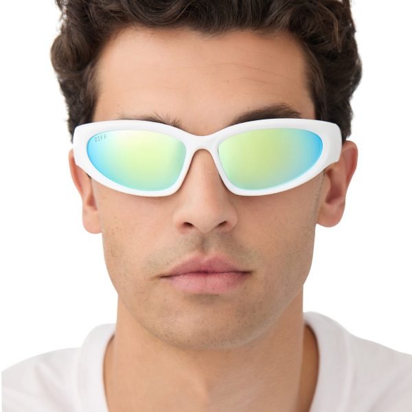 SIDE OUT - MATTE WHITE + TURQUOISE ICE MIRROR + POLARIZED SUNGLASSES - Image 7