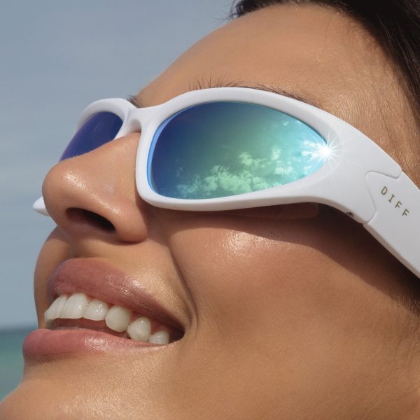 SIDE OUT - MATTE WHITE + TURQUOISE ICE MIRROR + POLARIZED SUNGLASSES - Image 5