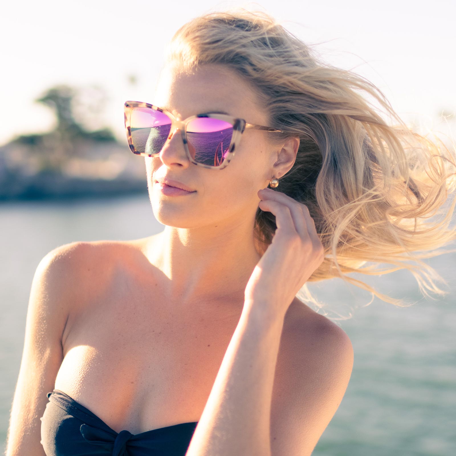 BECKY IV - CREAM TORTOISE + PINK MIRROR SUNGLASSES - Image 16