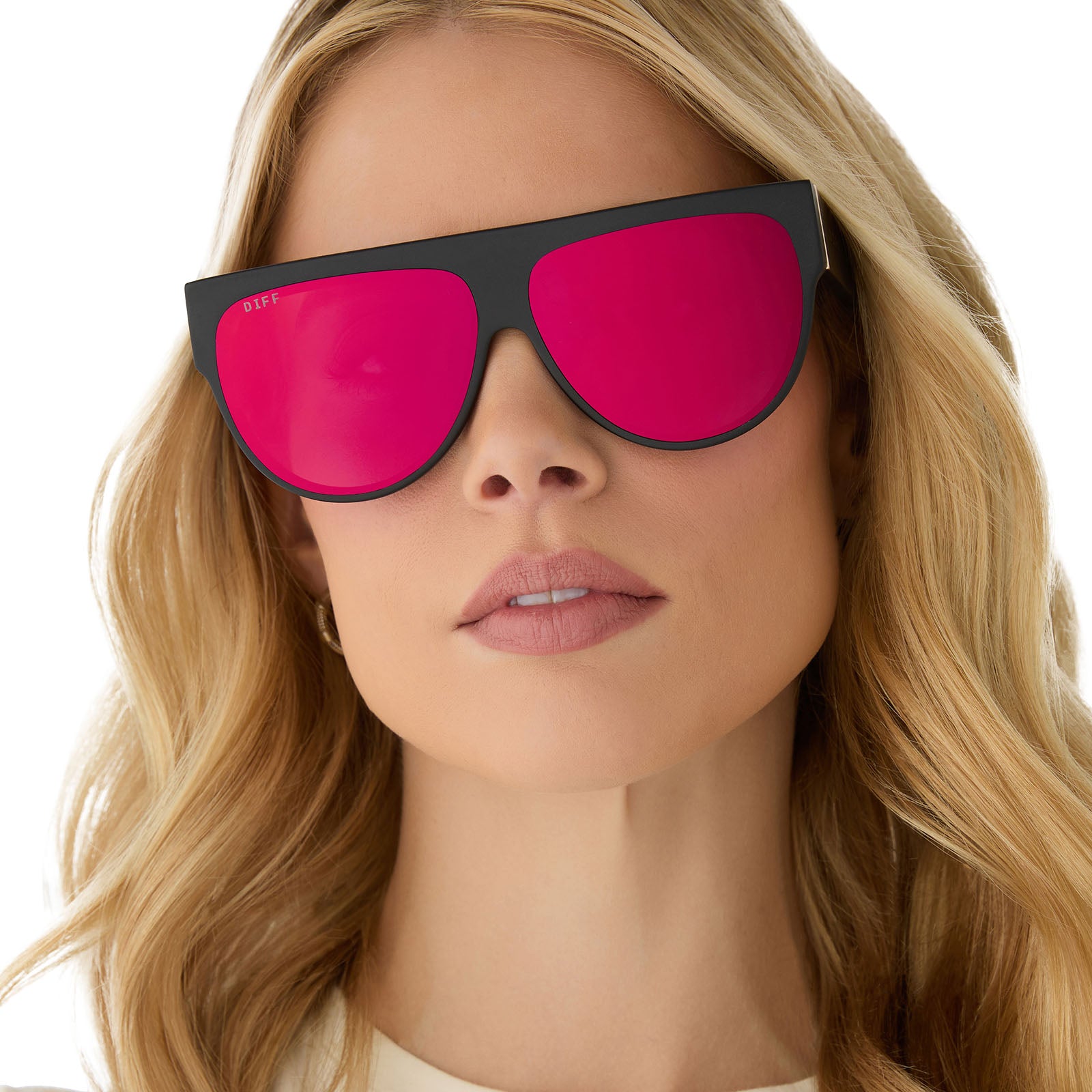 GEORGIE - MATTE BLACK + RED HOT SUMMER MIRROR SUNGLASSES - Image 5