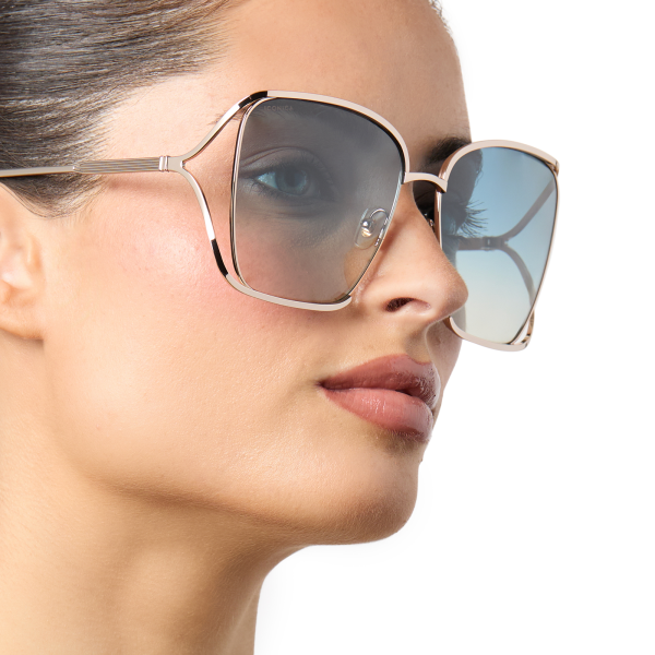 FRANCESCA - CHAMPAGNE + PARADISO BLUE + POLARIZED SUNGLASSES - Image 6