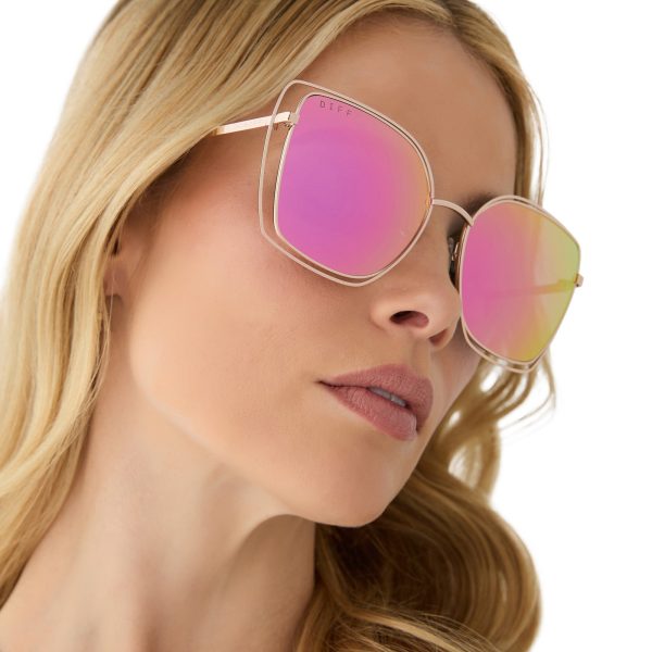 JACQUELINE - CHAMPAGNE + PINK MIRROR SUNGLASSES - Image 7