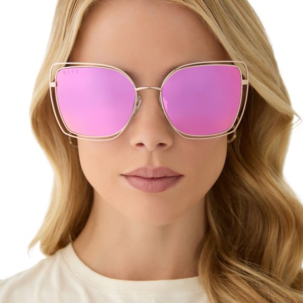 JACQUELINE - CHAMPAGNE + PINK MIRROR SUNGLASSES - Image 6