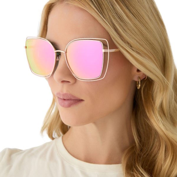 JACQUELINE - CHAMPAGNE + PINK MIRROR SUNGLASSES - Image 5