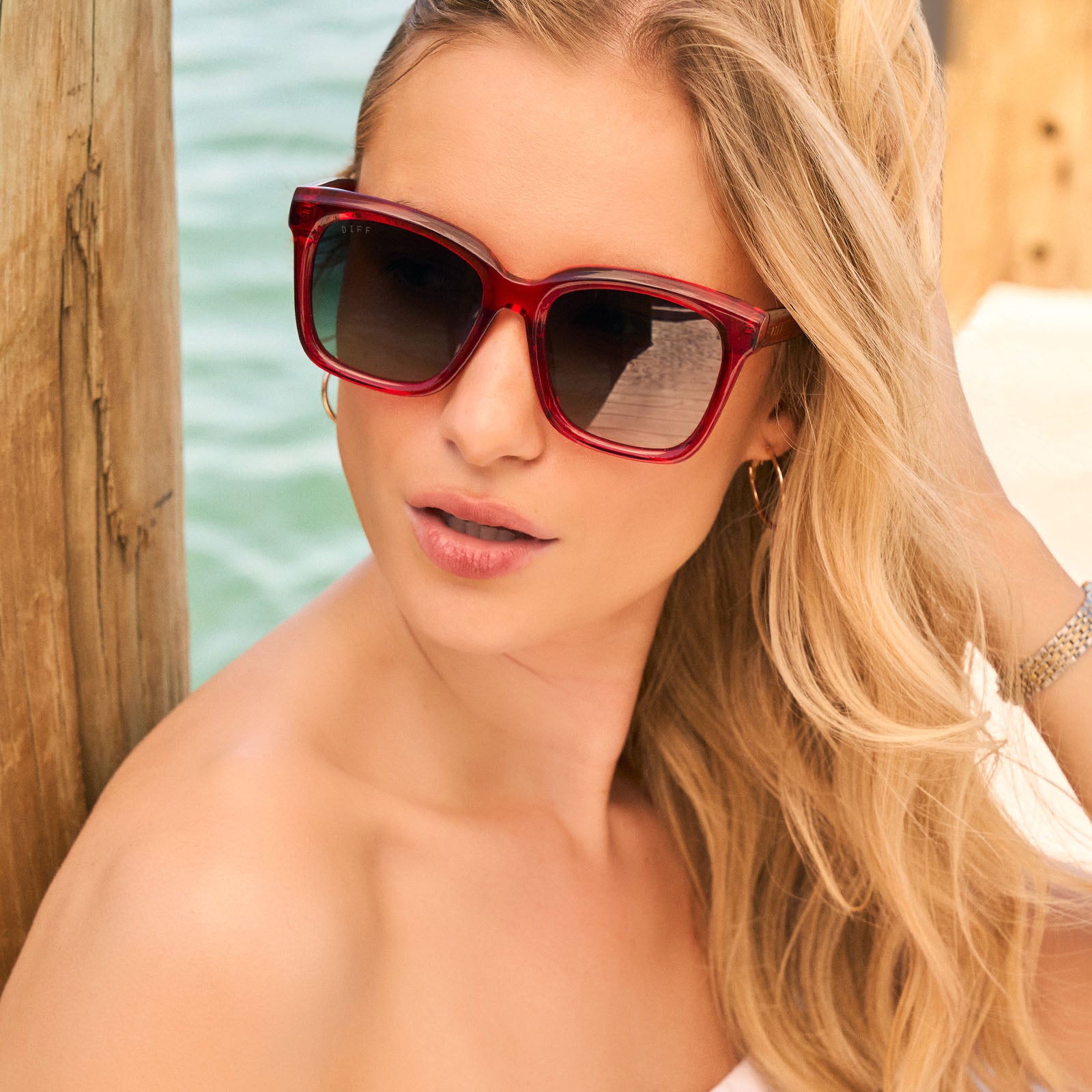 MEREDITH - RED HOT SUMMER + GREY GRADIENT + POLARIZED SUNGLASSES - Image 5