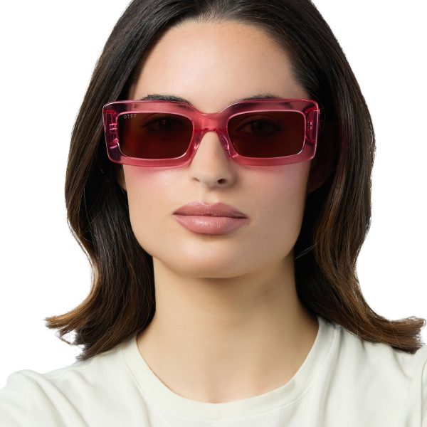 INDY - CANDY PINK CRYSTAL + BROWN SUNGLASSES - Image 7