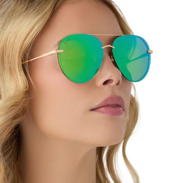 LENOX - GOLD + GREEN MIRROR SUNGLASSES - Image 8