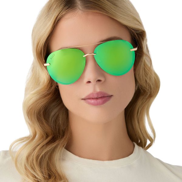 LENOX - GOLD + GREEN MIRROR SUNGLASSES - Image 7