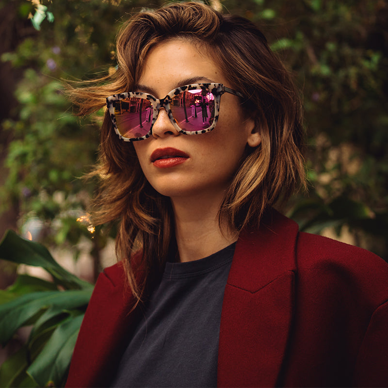 BELLA - CREAM TORTOISE + PINK MIRROR SUNGLASSES - Image 10