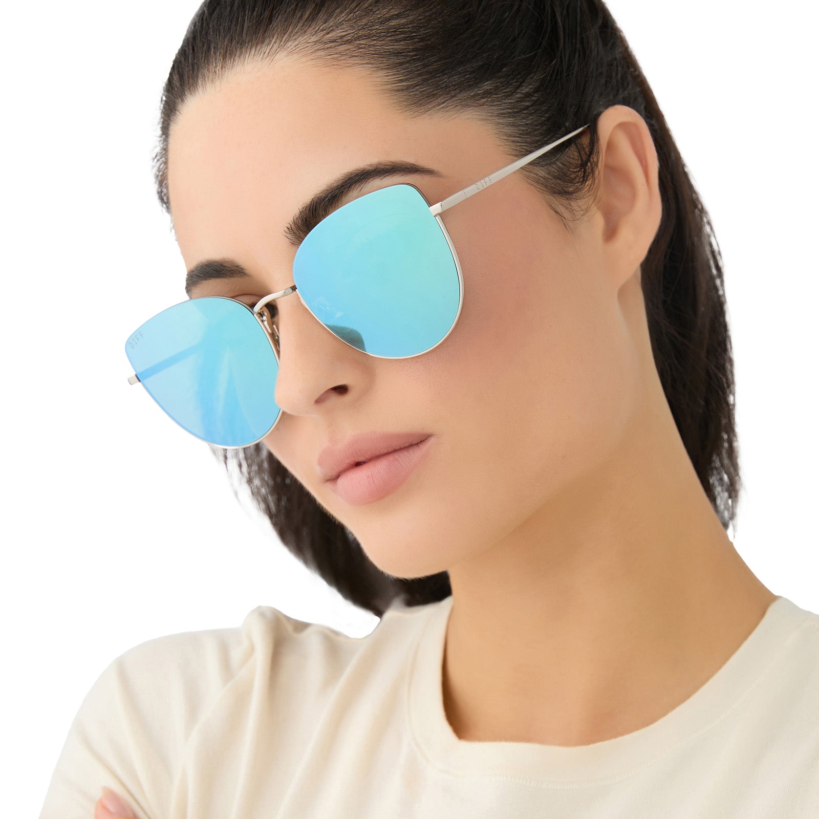 KINSLEY - SILVER + AQUATIC AWE MIRROR SUNGLASSES - Image 6