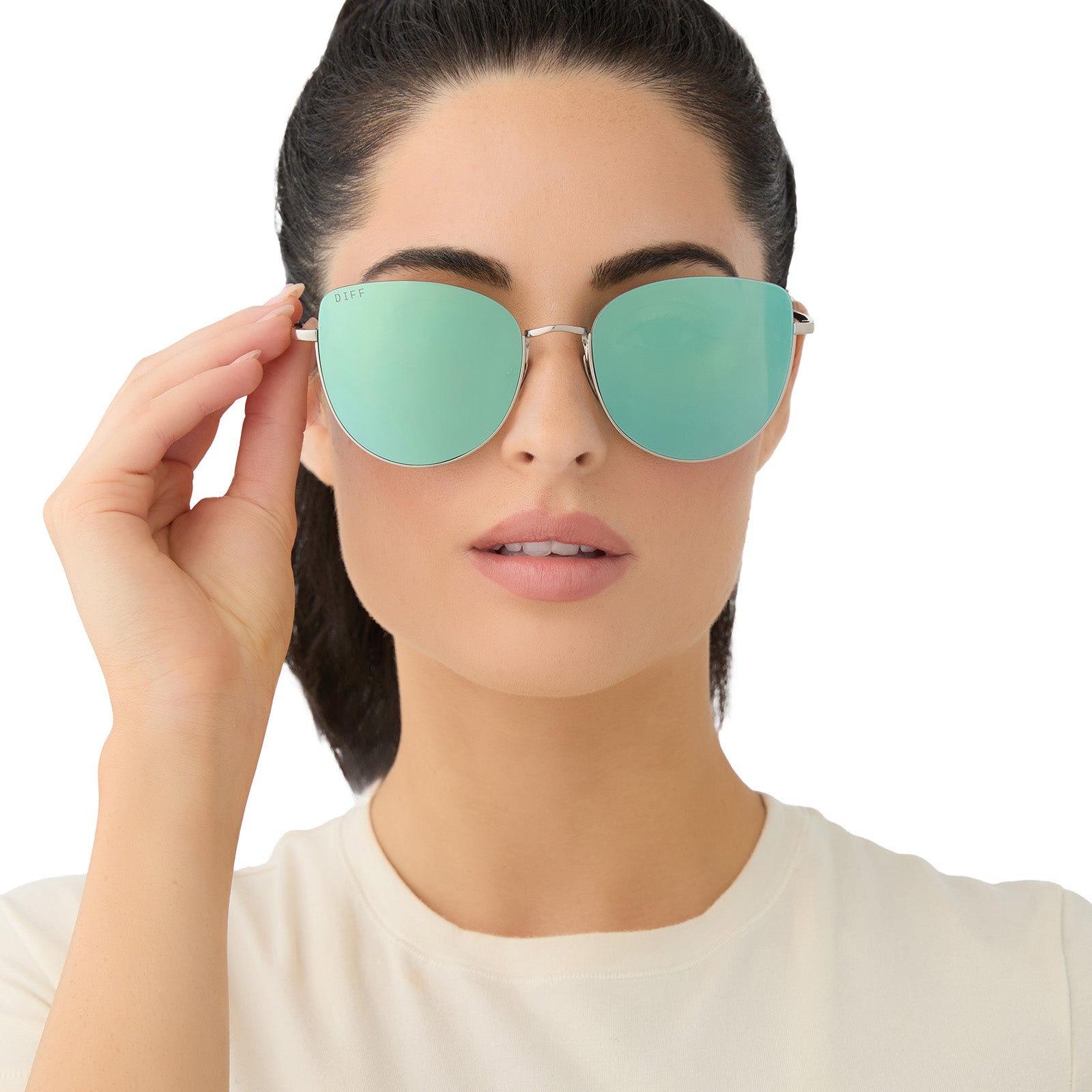 KINSLEY - SILVER + AQUATIC AWE MIRROR SUNGLASSES - Image 5