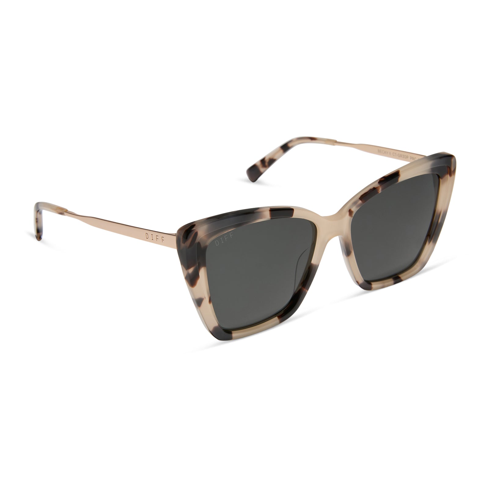 BECKY II - CREAM TORTOISE + GREY POLARIZED SUNGLASSES - Image 2