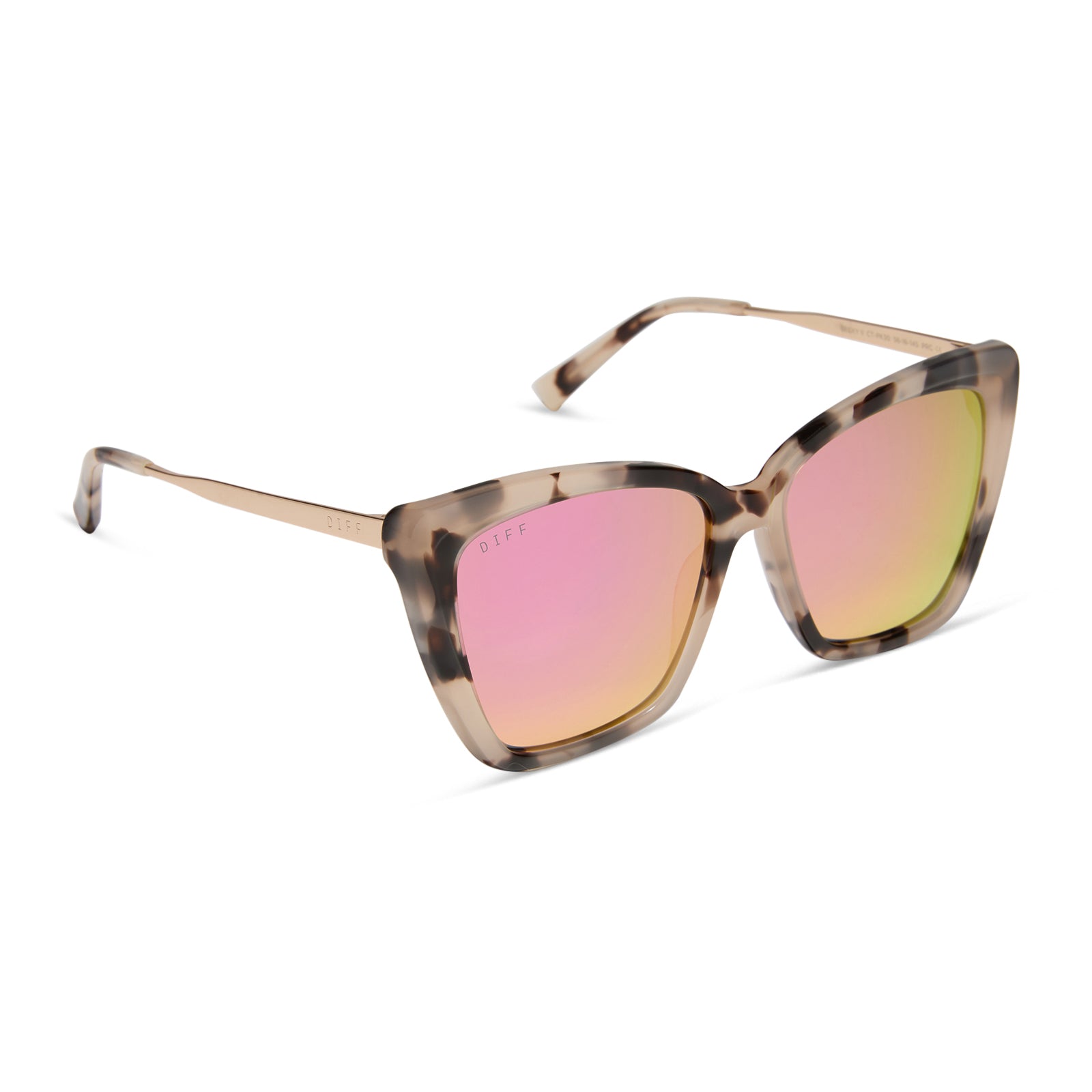 BECKY II - CREAM TORTOISE + PINK MIRROR SUNGLASSES - Image 2