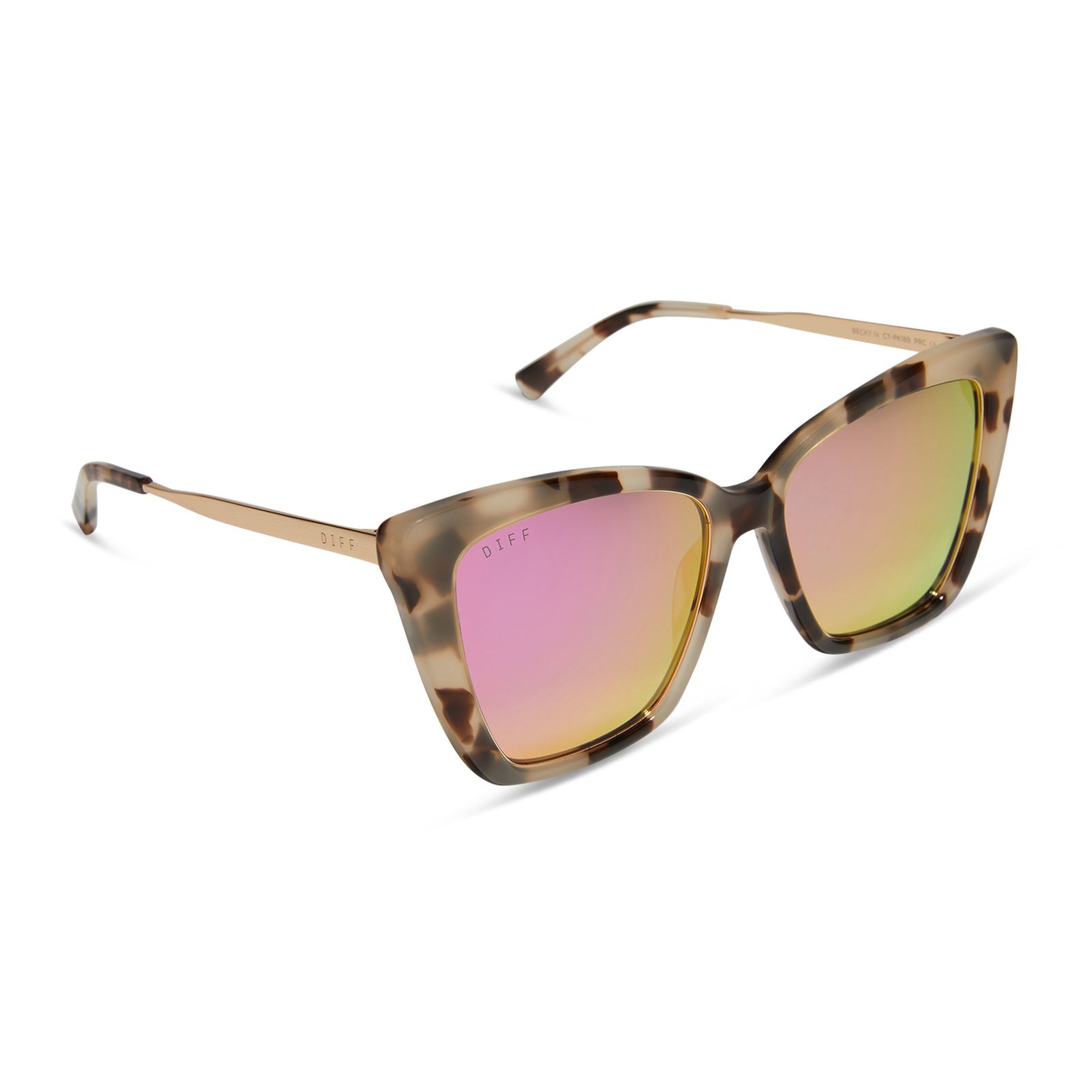 BECKY IV - CREAM TORTOISE + PINK MIRROR SUNGLASSES - Image 2