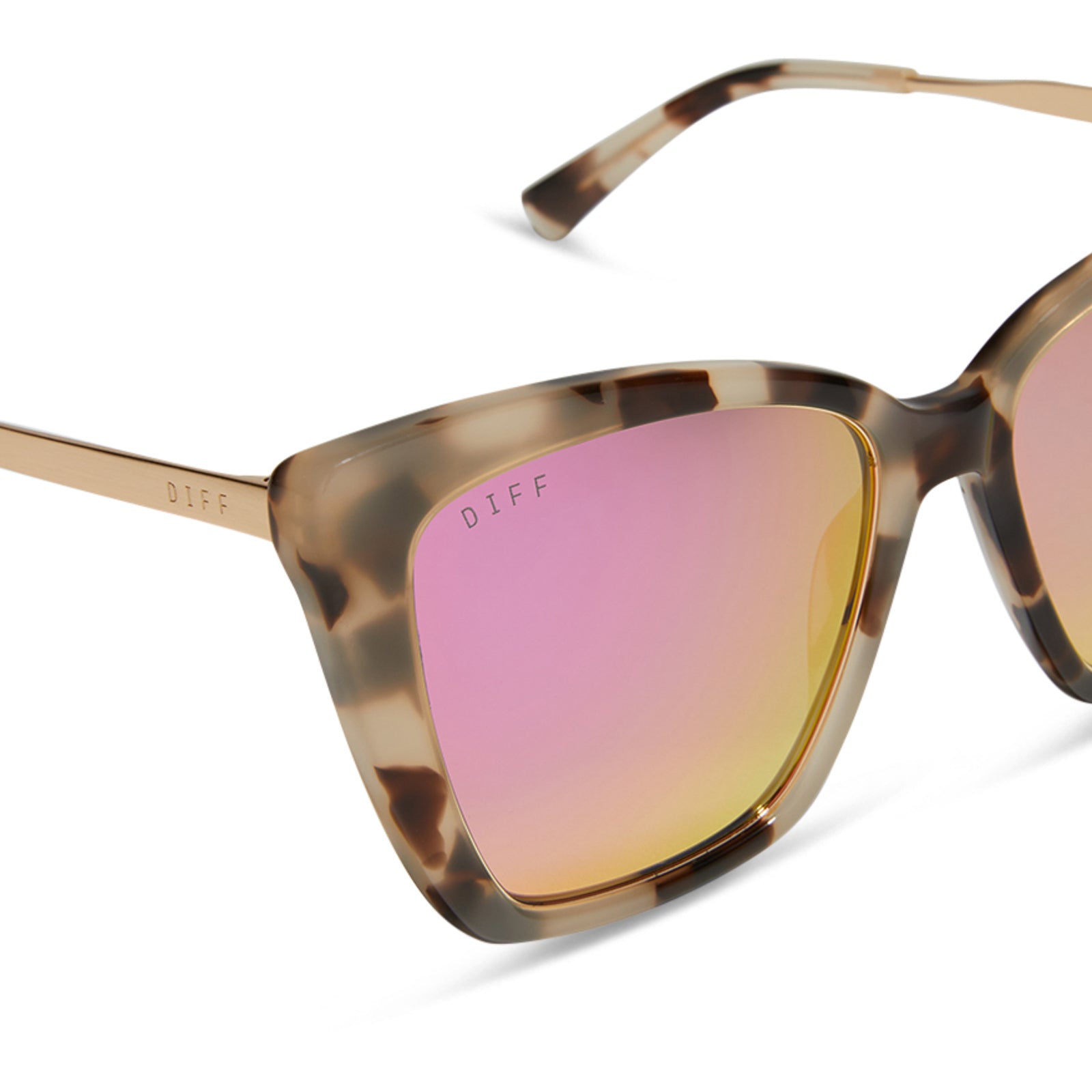 BECKY IV - CREAM TORTOISE + PINK MIRROR SUNGLASSES - Image 4
