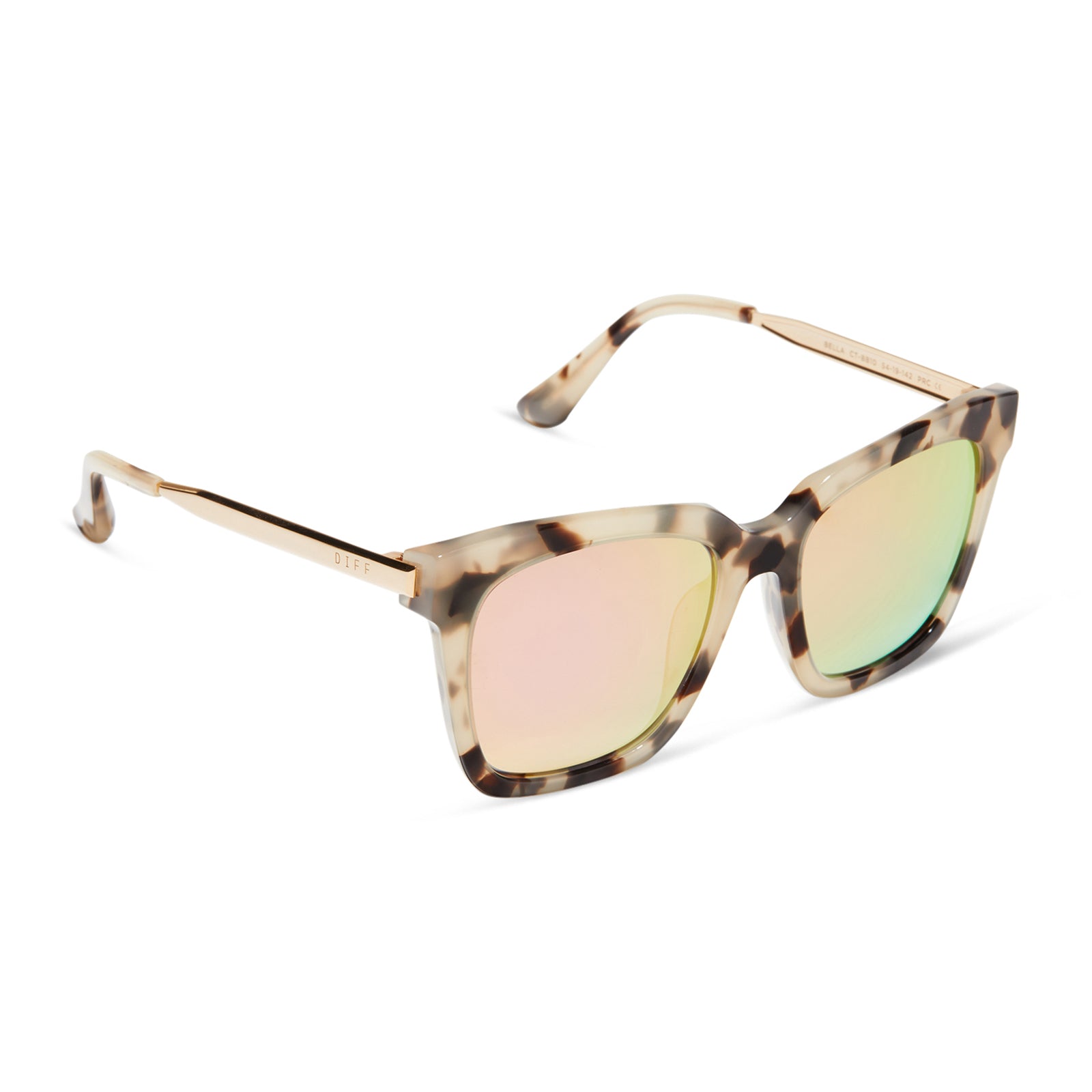 BELLA - CREAM TORTOISE + PINK MIRROR SUNGLASSES - Image 2