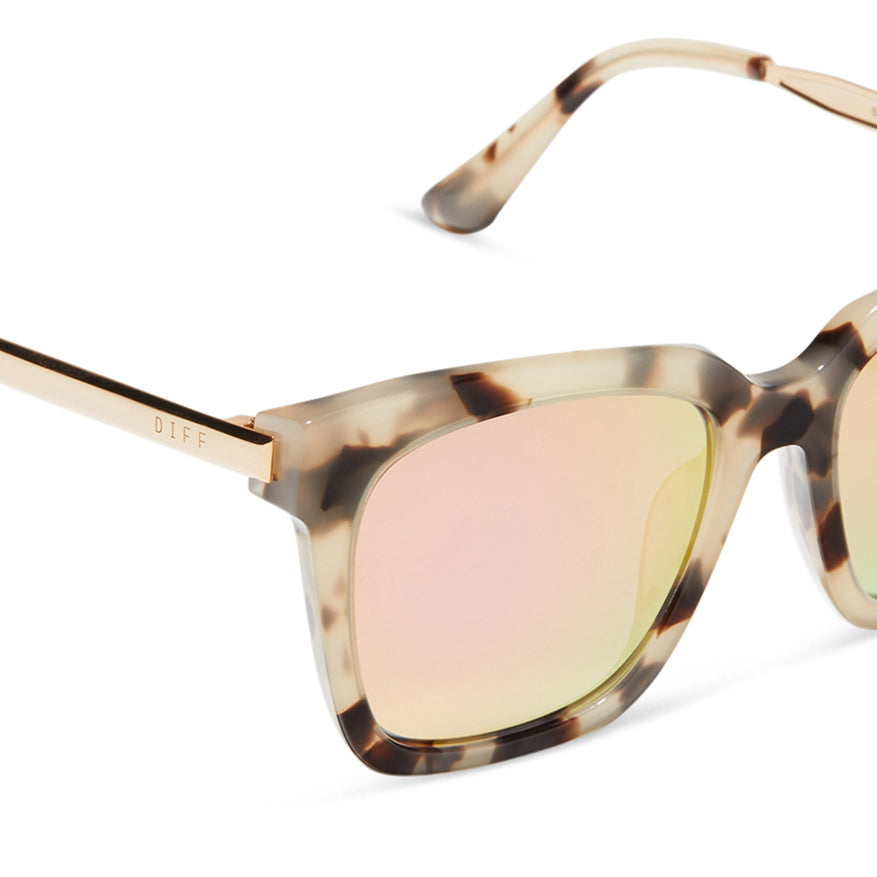 BELLA - CREAM TORTOISE + PINK MIRROR SUNGLASSES - Image 4