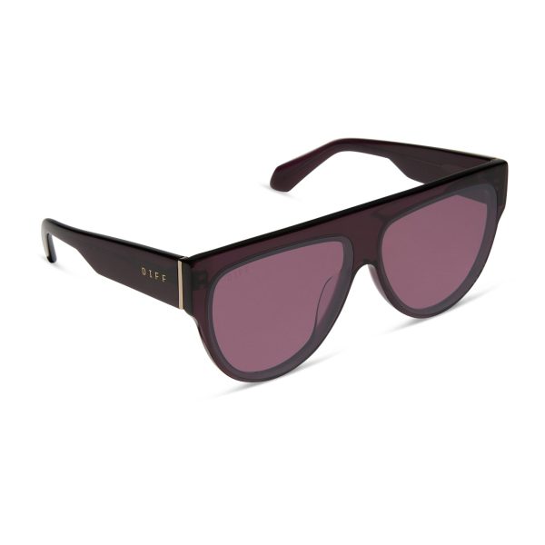 GEORGIE - AUBERGINE + AUBERGINE + SILVER FLASH SUNGLASSES - Image 2