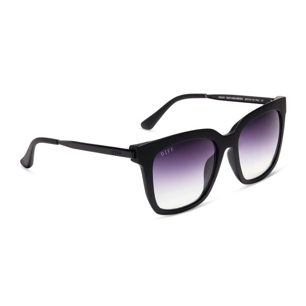 HAILEY - MATTE BLACK + SHARP GREY GRADIENT SUNGLASSES - Image 2