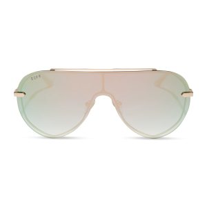 IMANI - GOLD + COOL MATCHA MIRROR SUNGLASSES