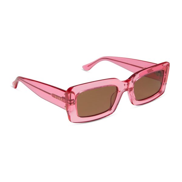 INDY - CANDY PINK CRYSTAL + BROWN SUNGLASSES - Image 2