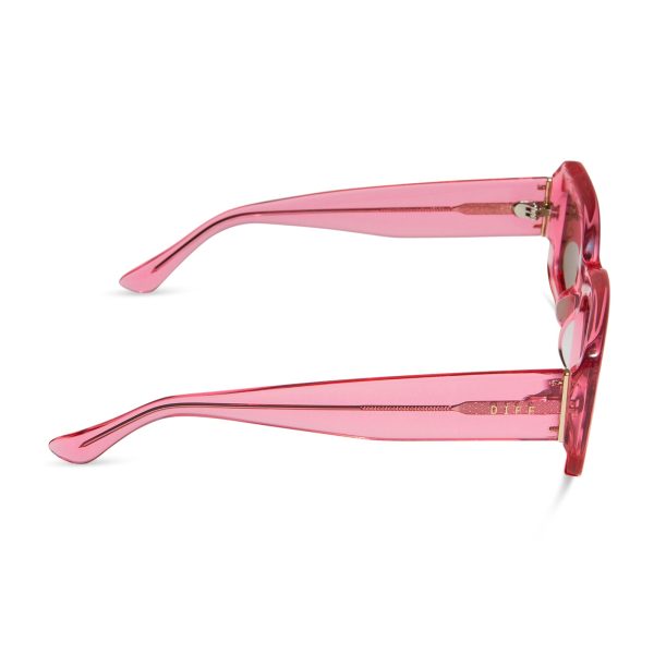 INDY - CANDY PINK CRYSTAL + BROWN SUNGLASSES - Image 3