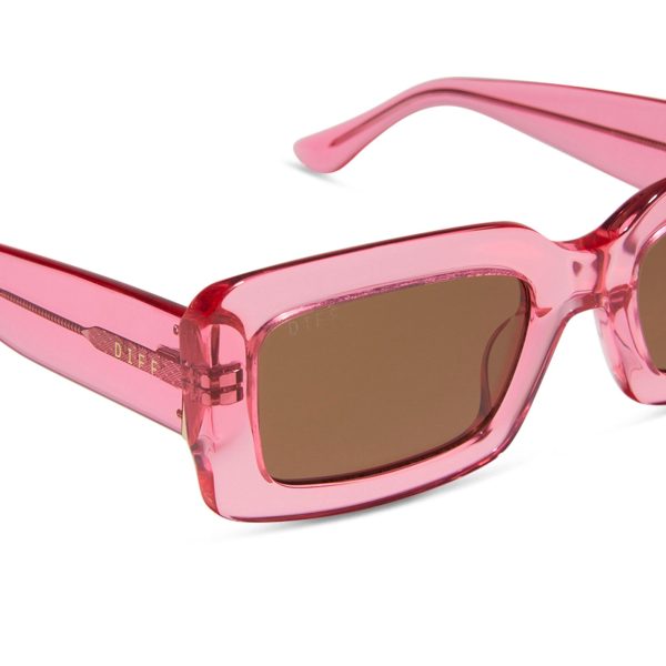 INDY - CANDY PINK CRYSTAL + BROWN SUNGLASSES - Image 4