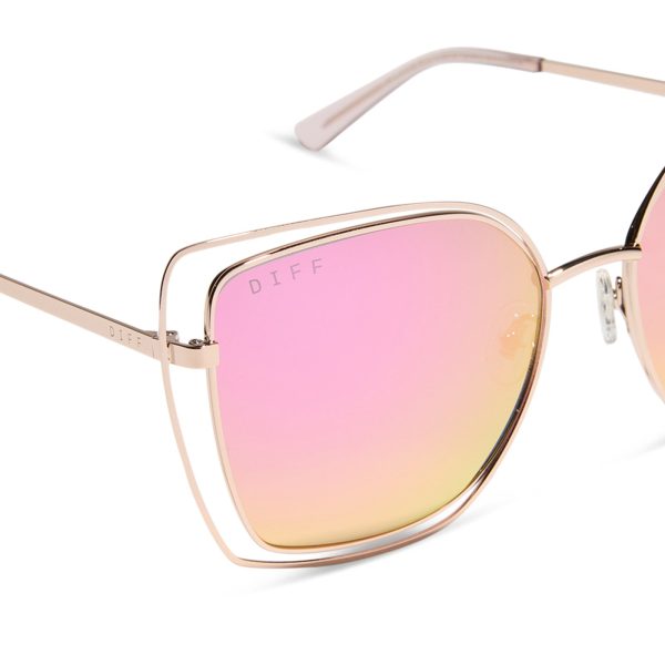JACQUELINE - CHAMPAGNE + PINK MIRROR SUNGLASSES - Image 4