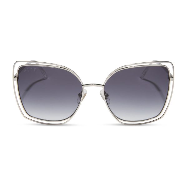 JACQUELINE - SILVER + GREY GRADIENT SUNGLASSES