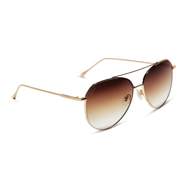JANE - GOLD + BROWN GRADIENT SHARP SUNGLASSES - Image 2