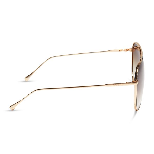 JANE - GOLD + BROWN GRADIENT SHARP SUNGLASSES - Image 3