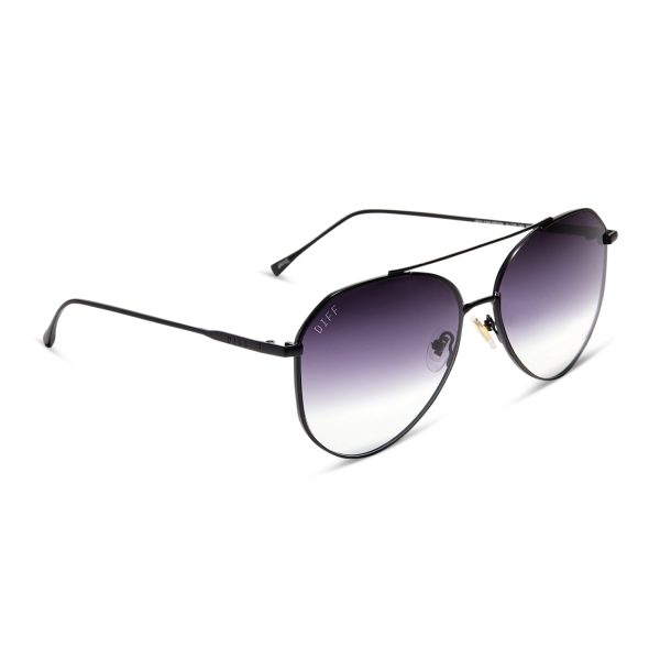 JANE - MATTE BLACK + GREY GRADIENT SHARP SUNGLASSES - Image 2