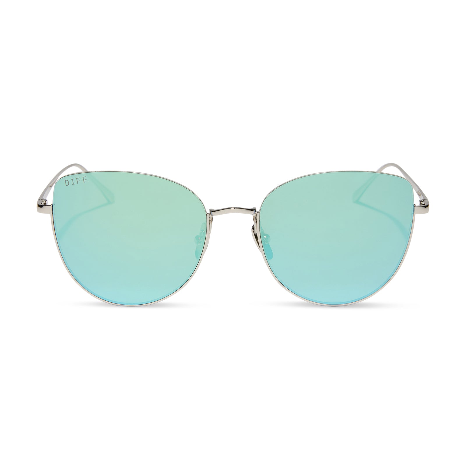 KINSLEY - SILVER + AQUATIC AWE MIRROR SUNGLASSES