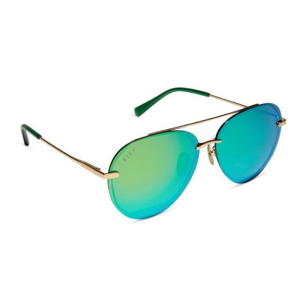 LENOX - GOLD + GREEN MIRROR SUNGLASSES - Image 2