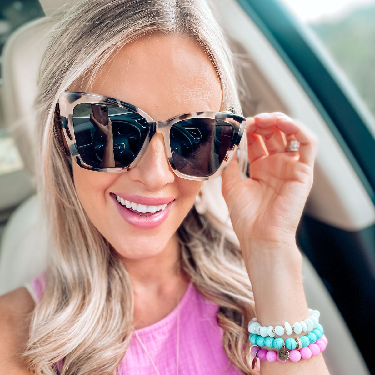 BECKY II - CREAM TORTOISE + GREY POLARIZED SUNGLASSES - Image 9