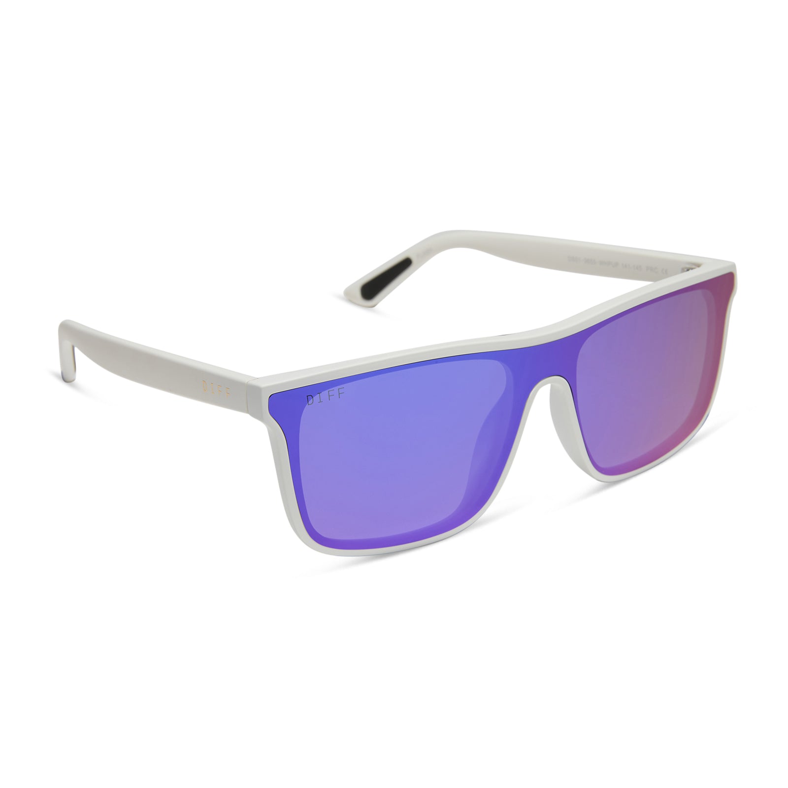 FLASH - MATTE WHITE + PURPLE MIRROR + POLARIZED SUNGLASSES - Image 2