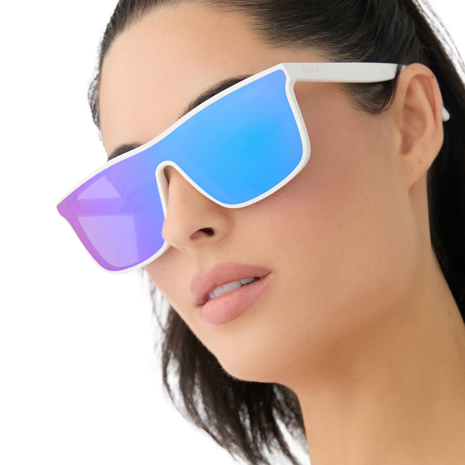 FLASH - MATTE WHITE + PURPLE MIRROR + POLARIZED SUNGLASSES - Image 5