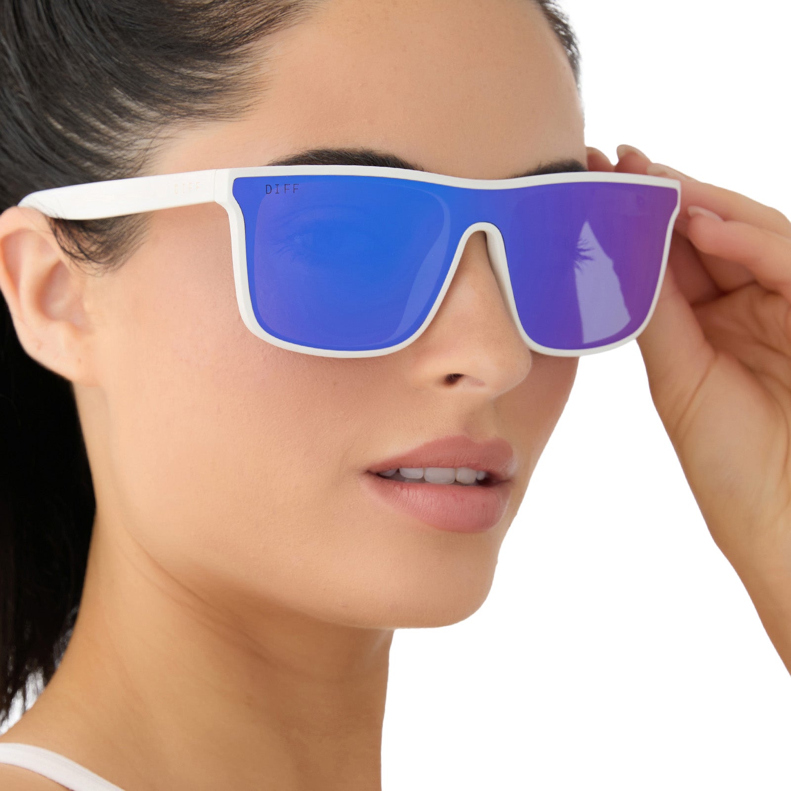 FLASH - MATTE WHITE + PURPLE MIRROR + POLARIZED SUNGLASSES - Image 7