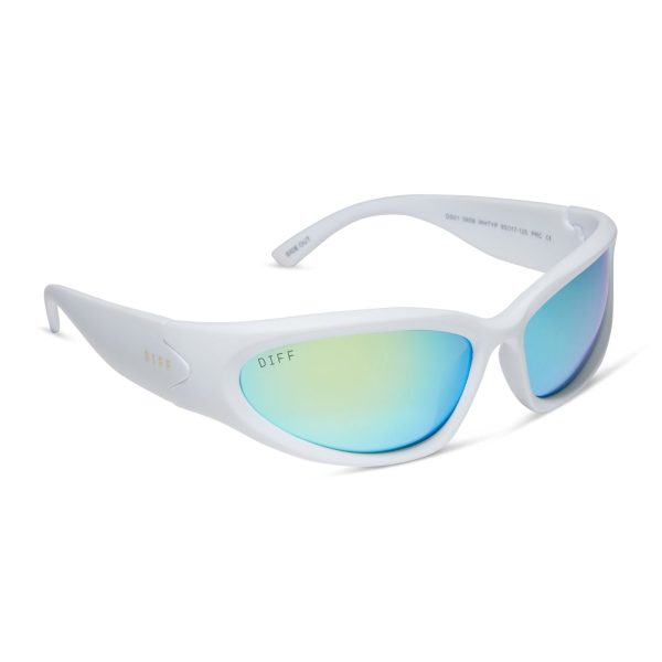 SIDE OUT - MATTE WHITE + TURQUOISE ICE MIRROR + POLARIZED SUNGLASSES - Image 2