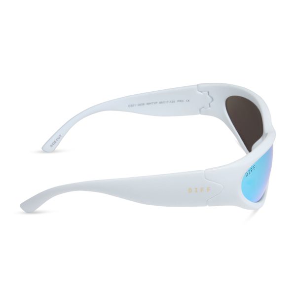 SIDE OUT - MATTE WHITE + TURQUOISE ICE MIRROR + POLARIZED SUNGLASSES - Image 3
